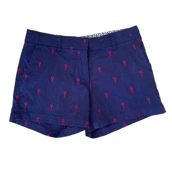 British Khaki Navy w/ Red Embroidered Lobster Shorts - Size 6 - Picture 1 of 3